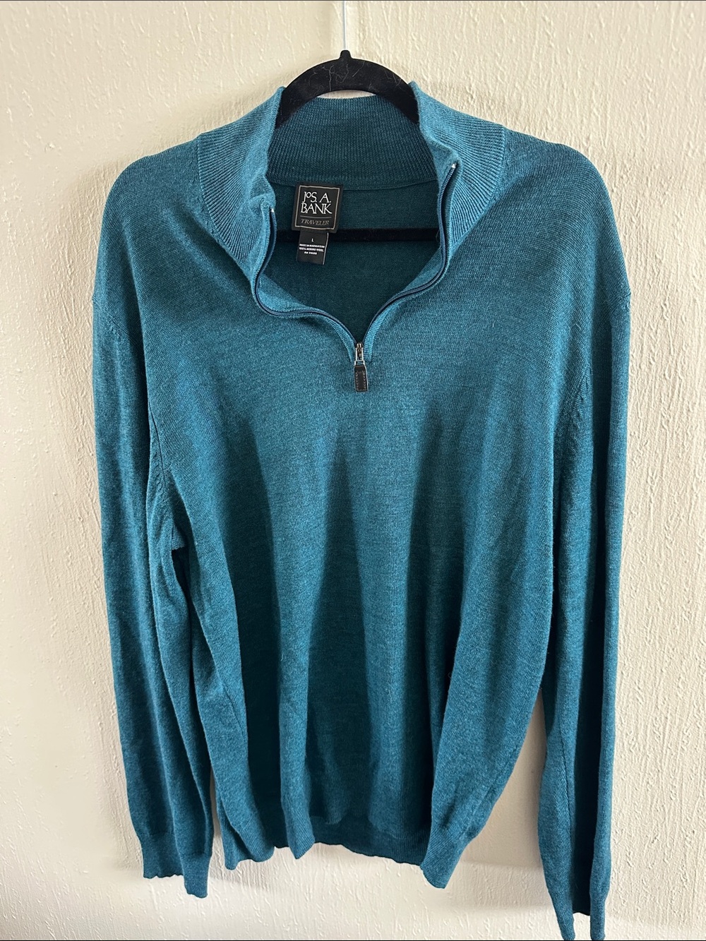 Jos. A. Bank Teal Half-Zip Knit Sweater